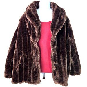 Vintage Y2K Anthony Richards Brown Faux Fur Mink Jacket Mob Boss Wife Size XLP
